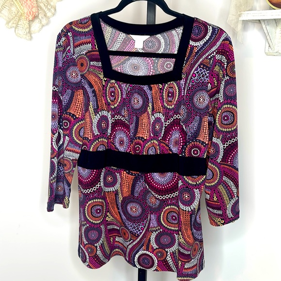 Christopher & Banks Tops - Christopher & Banks - Women's Multicolor Patterned Square Neck Top - Medium